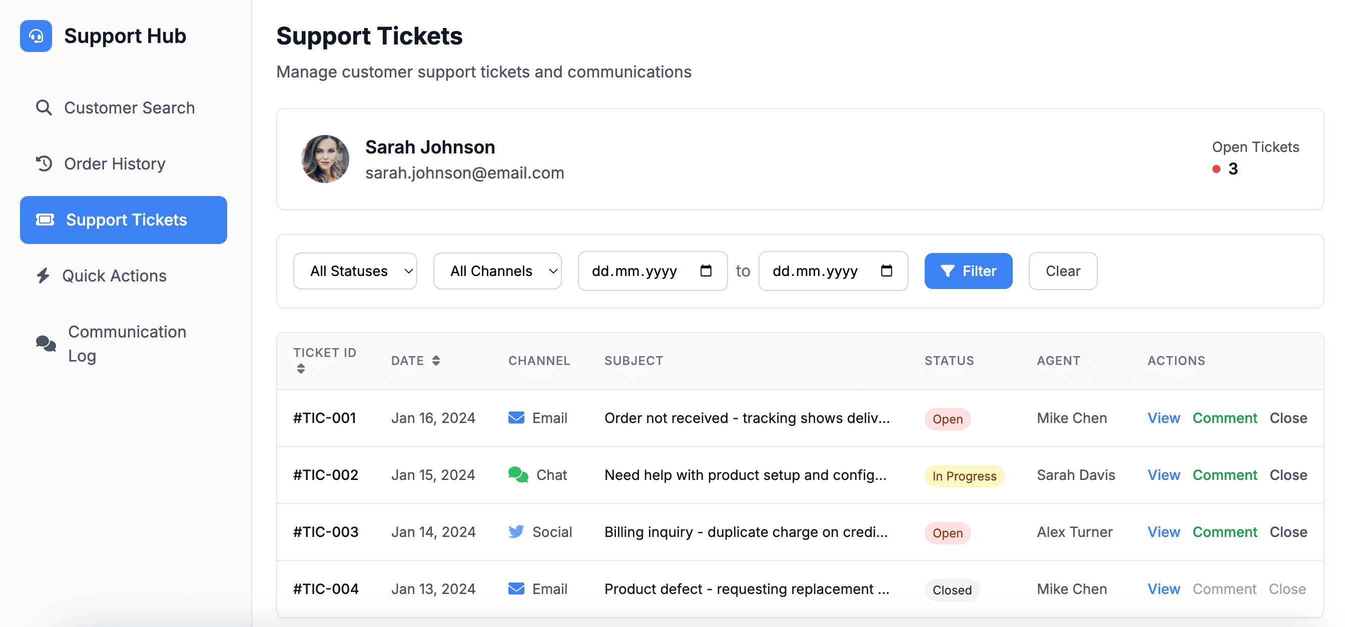 Customer 360 Support Dashboard for E-Com